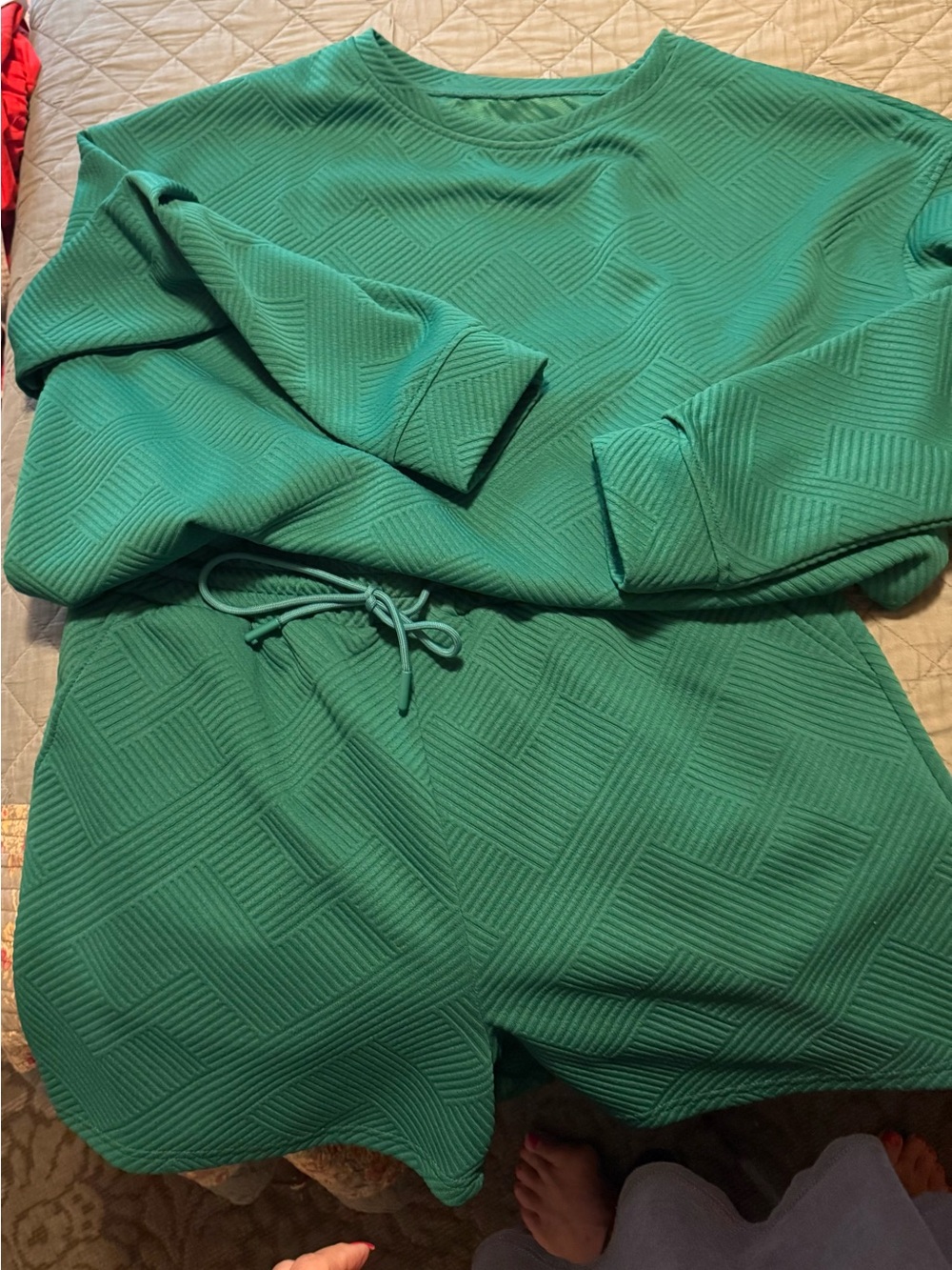 Textured Green Two-Piece Lounge Set